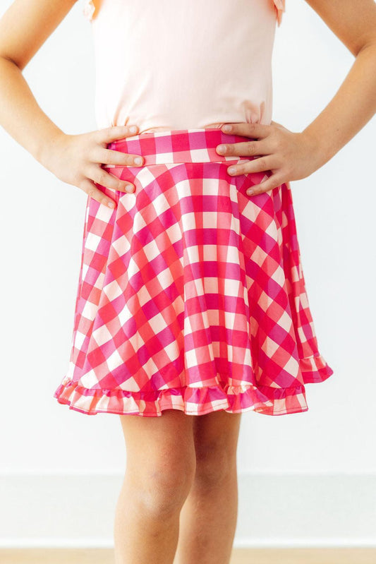 Hot Pink Gingham Ruffle Twirl Skort - Sunny Meadow Boutique