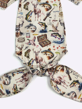 Hunt Fish Baby Knotted Gown - Sunny Meadow Boutique