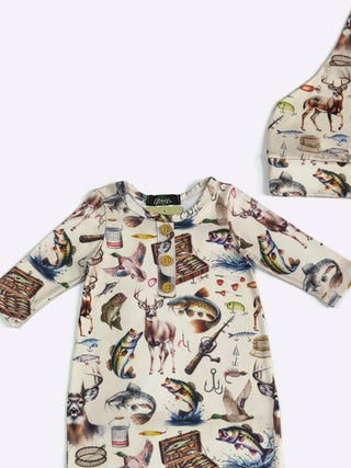 Hunt Fish Baby Knotted Gown - Sunny Meadow Boutique