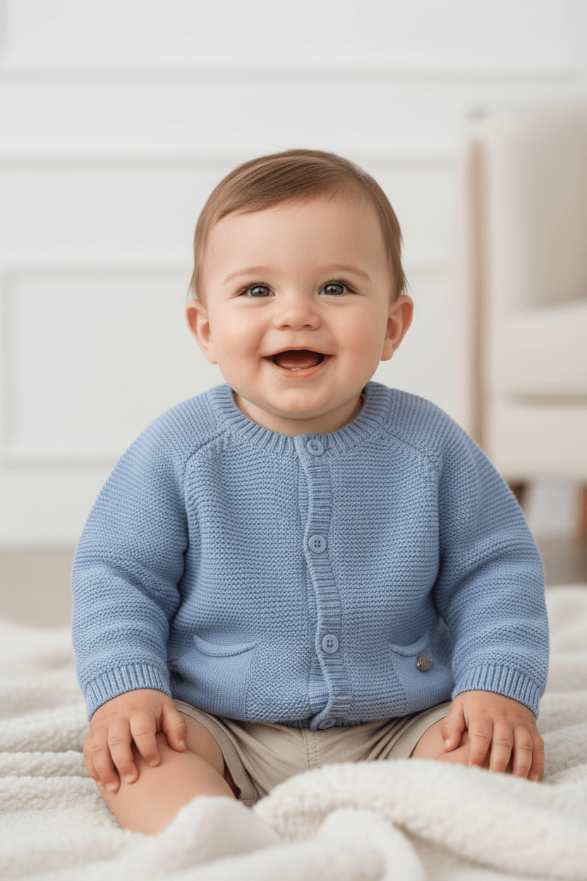 Infant Soft Knit Cardigan (Baby Blue) - Sunny Meadow Boutique