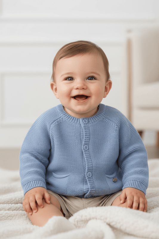 Infant Soft Knit Cardigan (Baby Blue) - Sunny Meadow Boutique