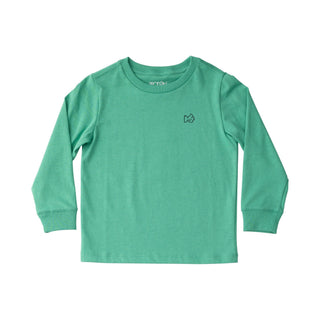 Kids Long Sleeve Cotton T-Shirt in Holiday Green with Vintage Cars and Christmas Trees - Sunny Meadow Boutique