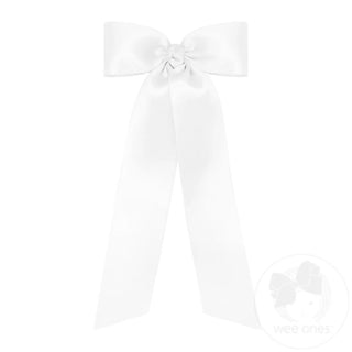 King French Satin Hair Bowtie with Knot Wrap and Streamer Tails - Sunny Meadow Boutique