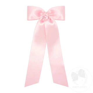 King French Satin Hair Bowtie with Knot Wrap and Streamer Tails - Sunny Meadow Boutique