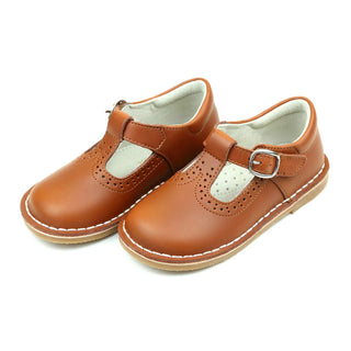 L’Amour Frances Cognac T - Strap Perforated Mary Jane - Sunny Meadow Boutique