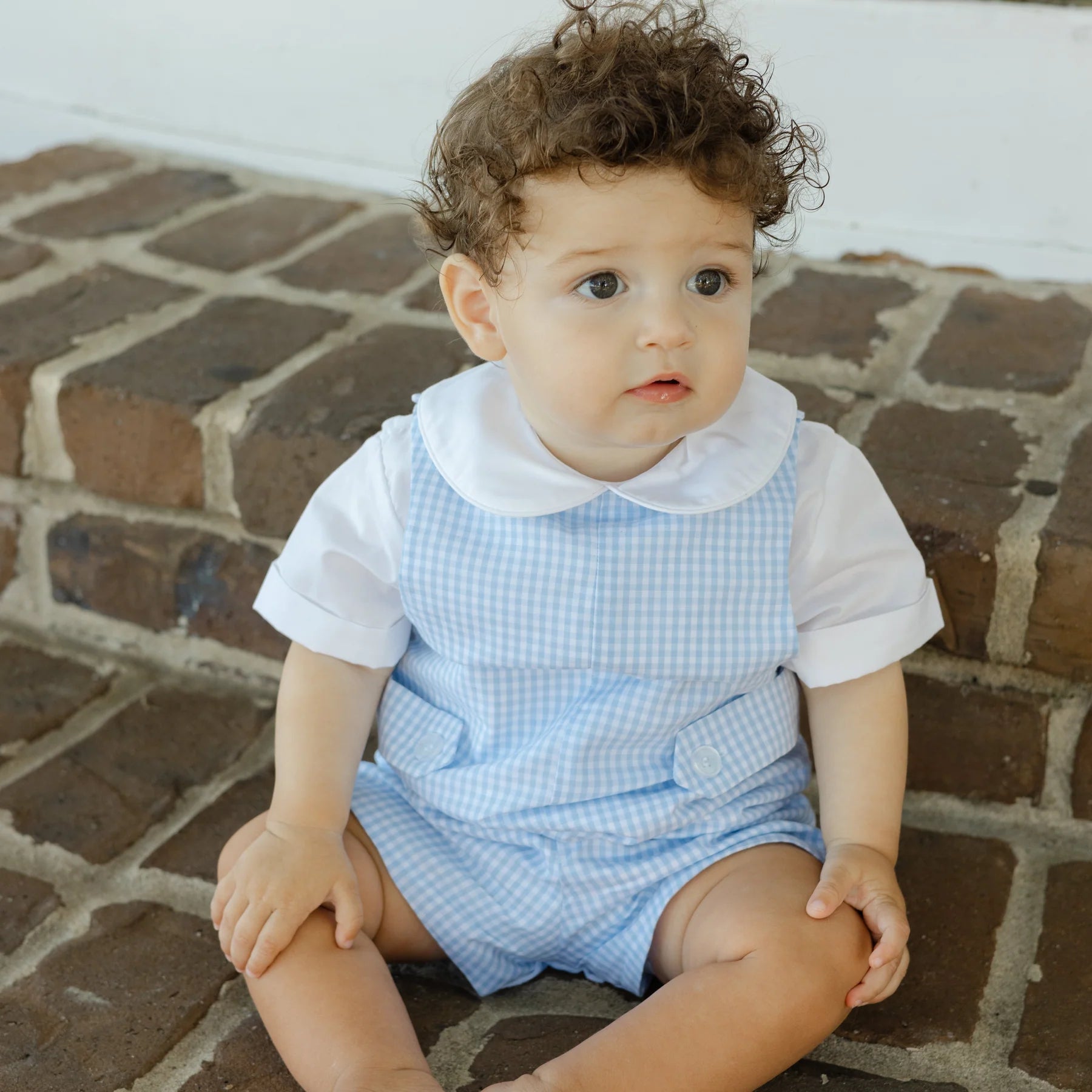 Light Blue Check - John John Short with Tabs - Sunny Meadow Boutique