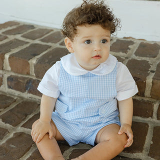 Light Blue Check - John John Short with Tabs - Sunny Meadow Boutique