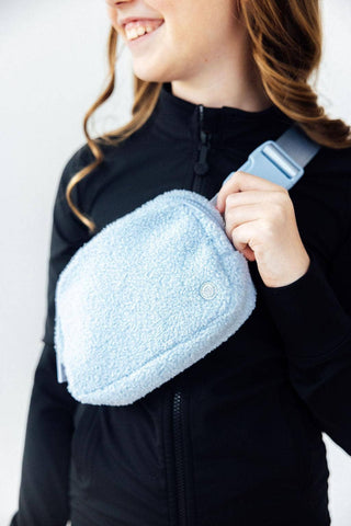 Light Blue Fleece Belt Bag - Sunny Meadow Boutique