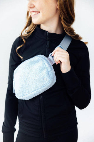Light Blue Fleece Belt Bag - Sunny Meadow Boutique