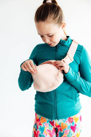 Light Pink Fleece Belt Bag - Sunny Meadow Boutique