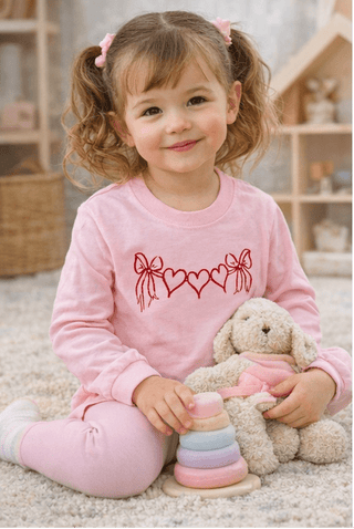 Long - Sleeve Pink Heart Trio T-Shirt - Sunny Meadow Boutique