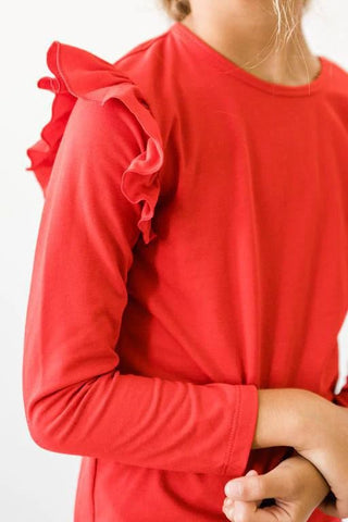Long Sleeve Ruffle Tee - Sunny Meadow Boutique