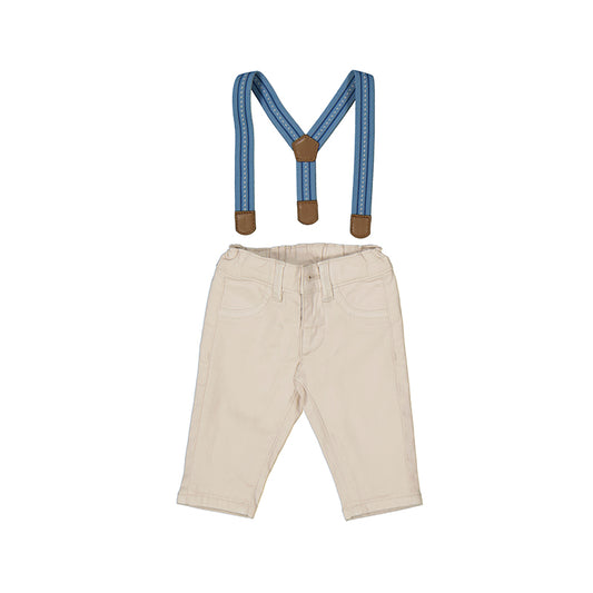 Long trousers with suspenders