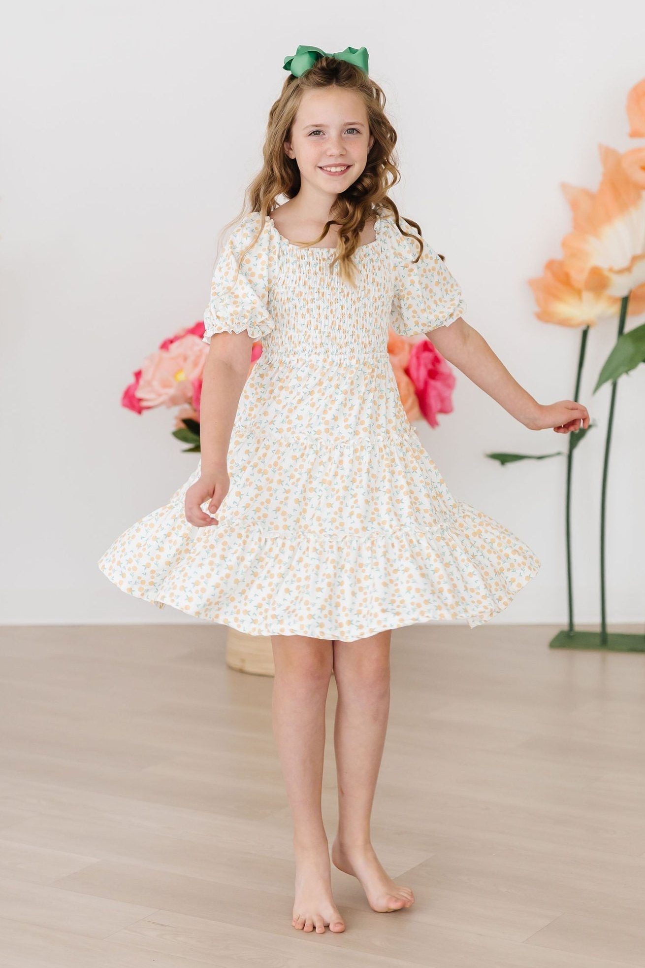 Marvelous Marigolds Smocked Ruffle Dress - Sunny Meadow Boutique