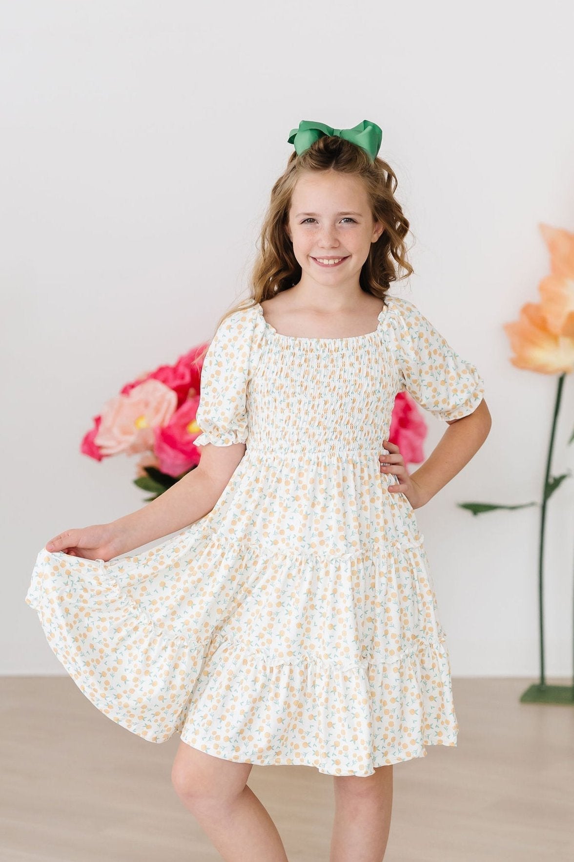 Marvelous Marigolds Smocked Ruffle Dress - Sunny Meadow Boutique