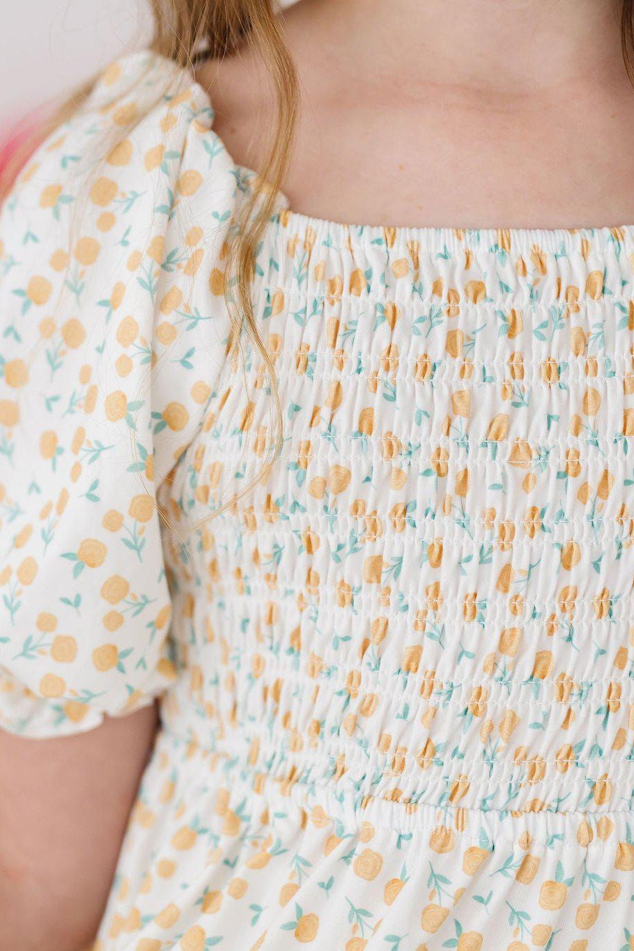 Marvelous Marigolds Smocked Ruffle Dress - Sunny Meadow Boutique
