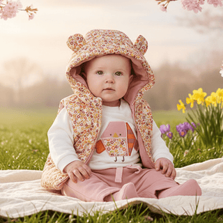Mayoral Baby Girls 3 - Piece Floral Puffer Vest and Tracksuit Set - Rose - Sunny Meadow Boutique