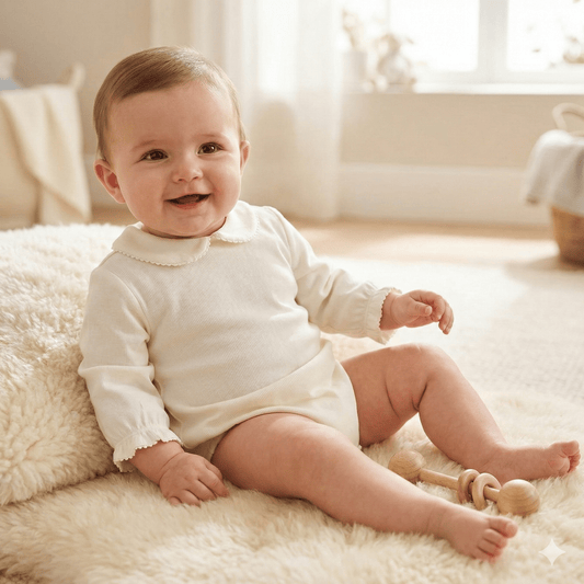 Mayoral Heirloom Cream Long Sleeve Peter Pan Collar Bodysuit - Sunny Meadow Boutique