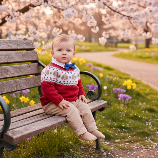Mayoral Newborn Boy Red Dog Fair Isle Knit Sweater - Sunny Meadow Boutique