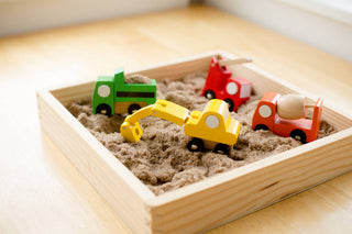 Mini Mover Wooden Construction Truck – Single Assorted Rolling Toy (Dump, Crane, Mixer or Excavator) - Sunny Meadow Boutique
