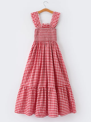 Mommy & Me Adult Dress – Red Plaid Sleeveless Outfit for Party - Sunny Meadow Boutique