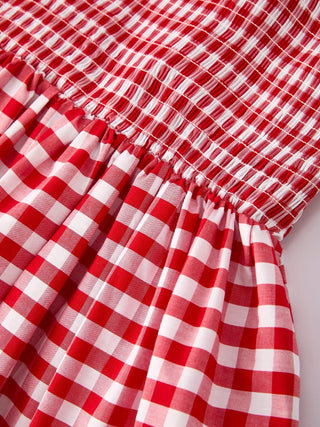 Mommy & Me Adult Dress – Red Plaid Sleeveless Outfit for Party - Sunny Meadow Boutique