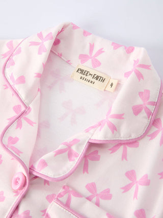 Mommy & Me Pink Bow Print Ruffle Pajama Set - Sunny Meadow Boutique