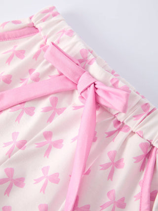 Mommy & Me Pink Bow Print Ruffle Pajama Set - Sunny Meadow Boutique