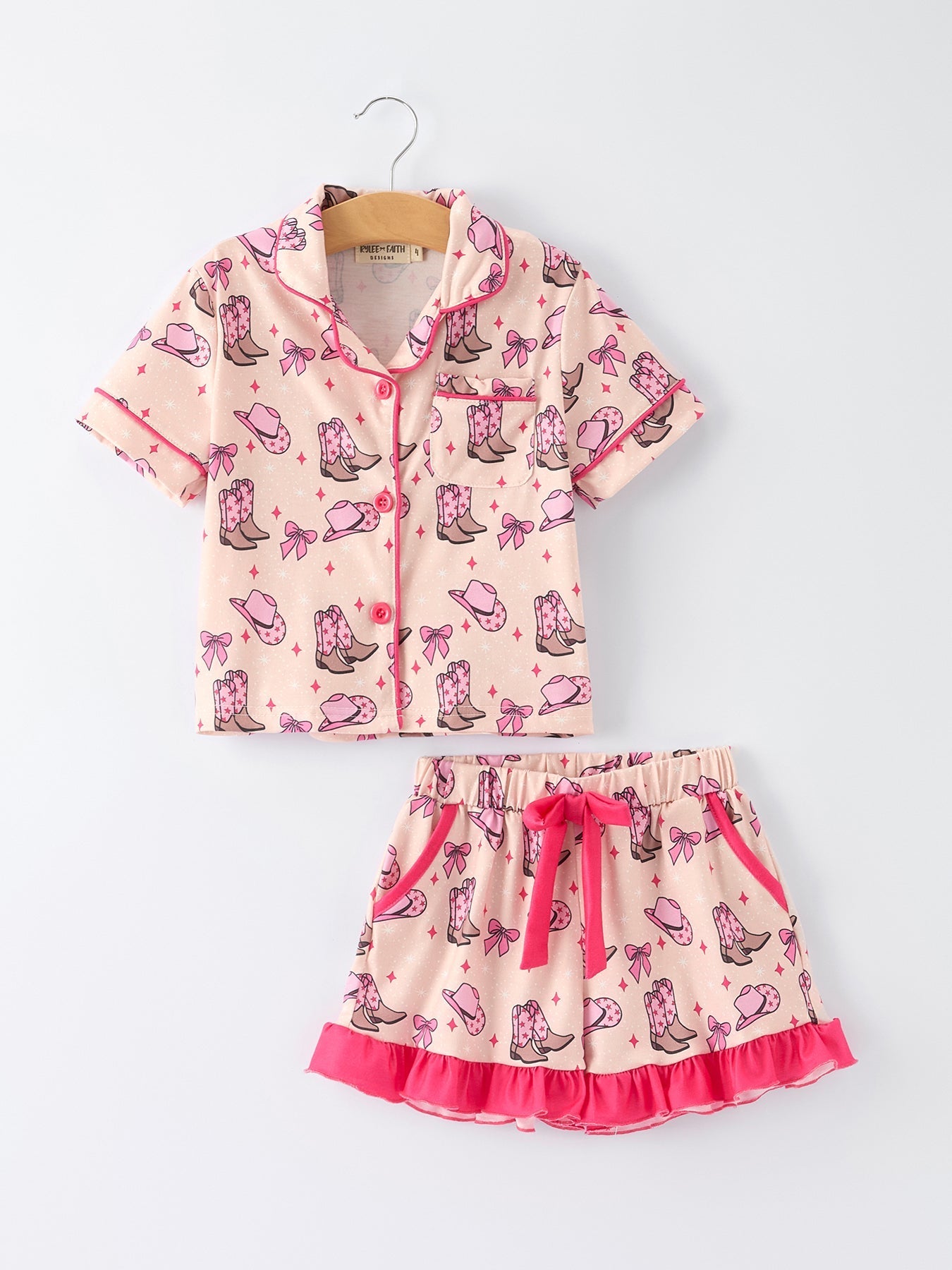 Mommy & Me Western Print Ruffle Pajama Set - Sunny Meadow Boutique