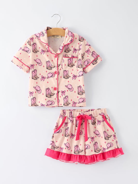 Mommy & Me Western Print Ruffle Pajama Set - Sunny Meadow Boutique