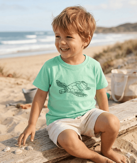 Mustard & Ketchup Kids Short Sleeve Island Reef Sea Turtle Graphic T-Shirt - Sunny Meadow Boutique