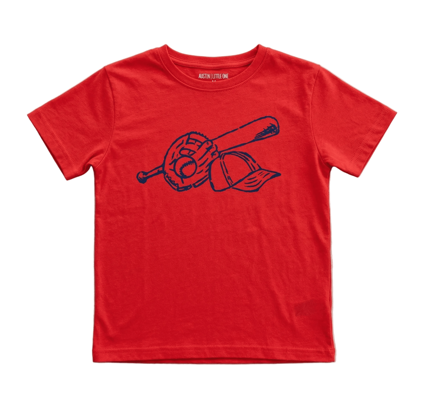 Mustard & Ketchup Kids Short Sleeve Red Baseball Graphic T-Shirt - Sunny Meadow Boutique