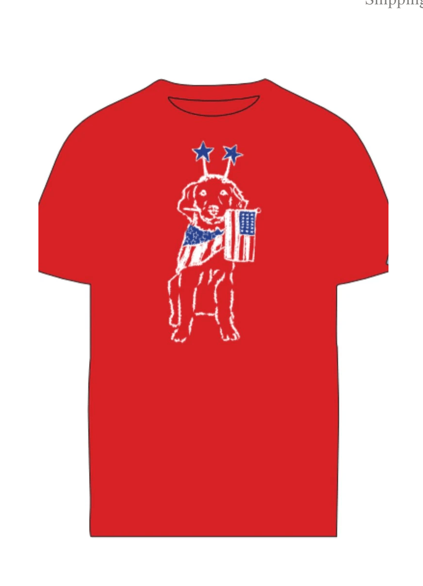 Mustard & Ketchup Kids Short Sleeve Red Patriotic Dog Graphic T-Shirt - Sunny Meadow Boutique