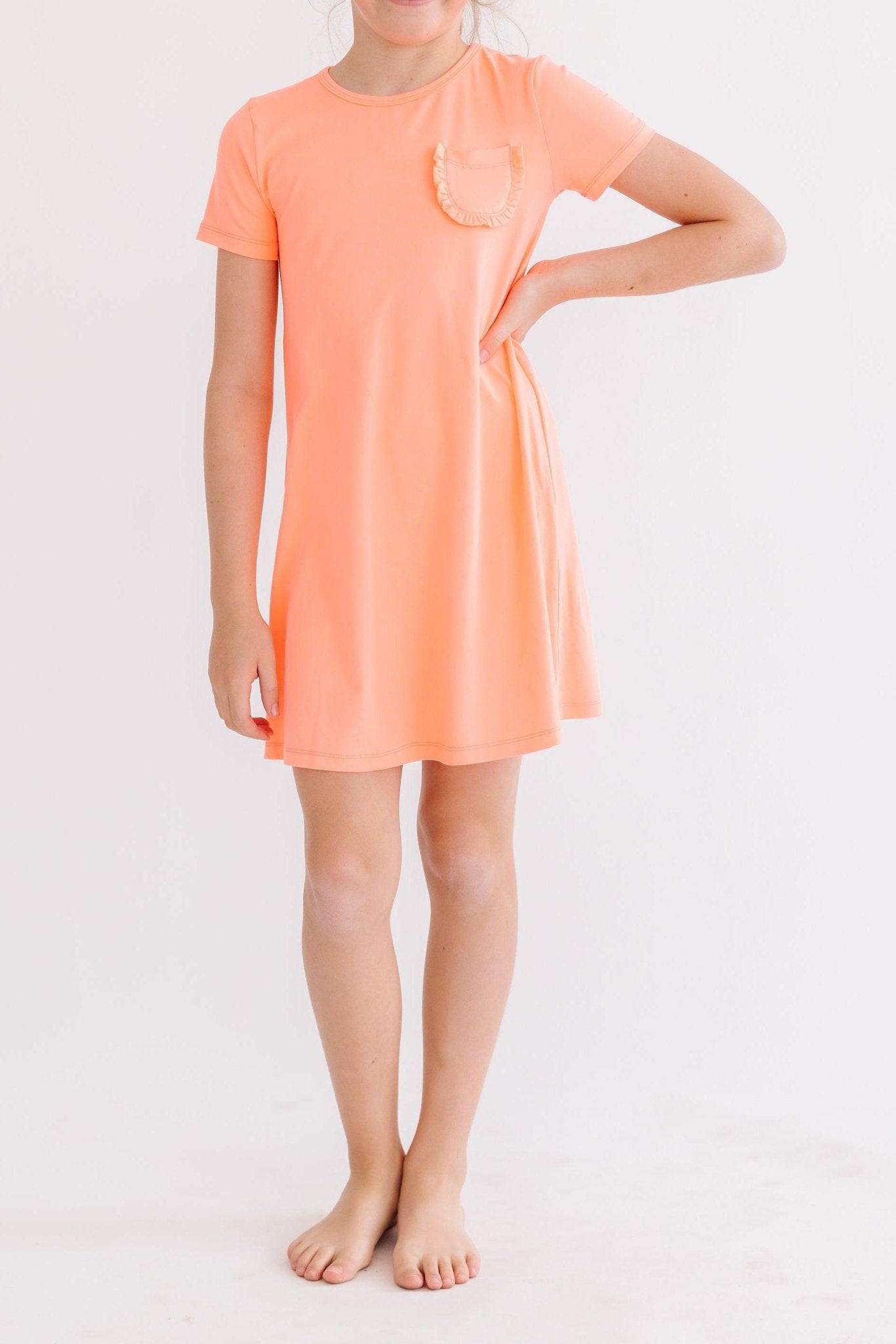 Neon Coral T-Shirt Dress - Sunny Meadow Boutique
