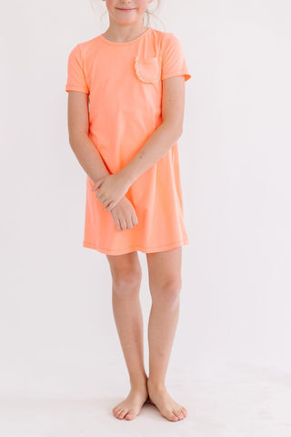 Neon Coral T-Shirt Dress - Sunny Meadow Boutique