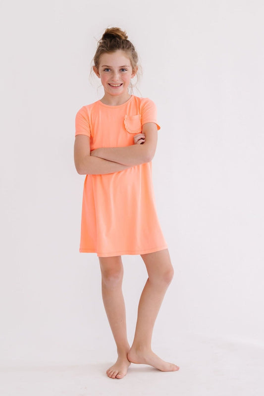 Neon Coral T-Shirt Dress - Sunny Meadow Boutique