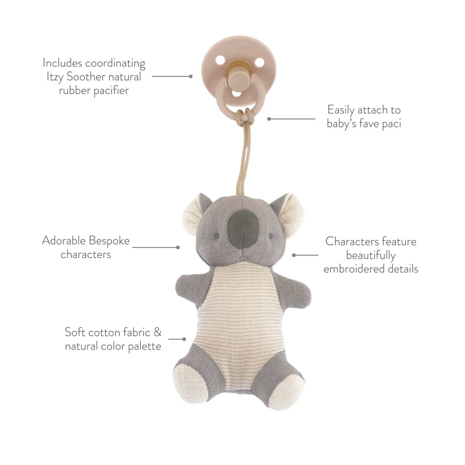 *NEW OPTIONS* Bitzy Pal Natural Rubber Pacifier & Plush - Sunny Meadow Boutique
