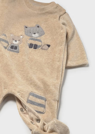 Newborn Boy Velour One Piece – Cereal Heather