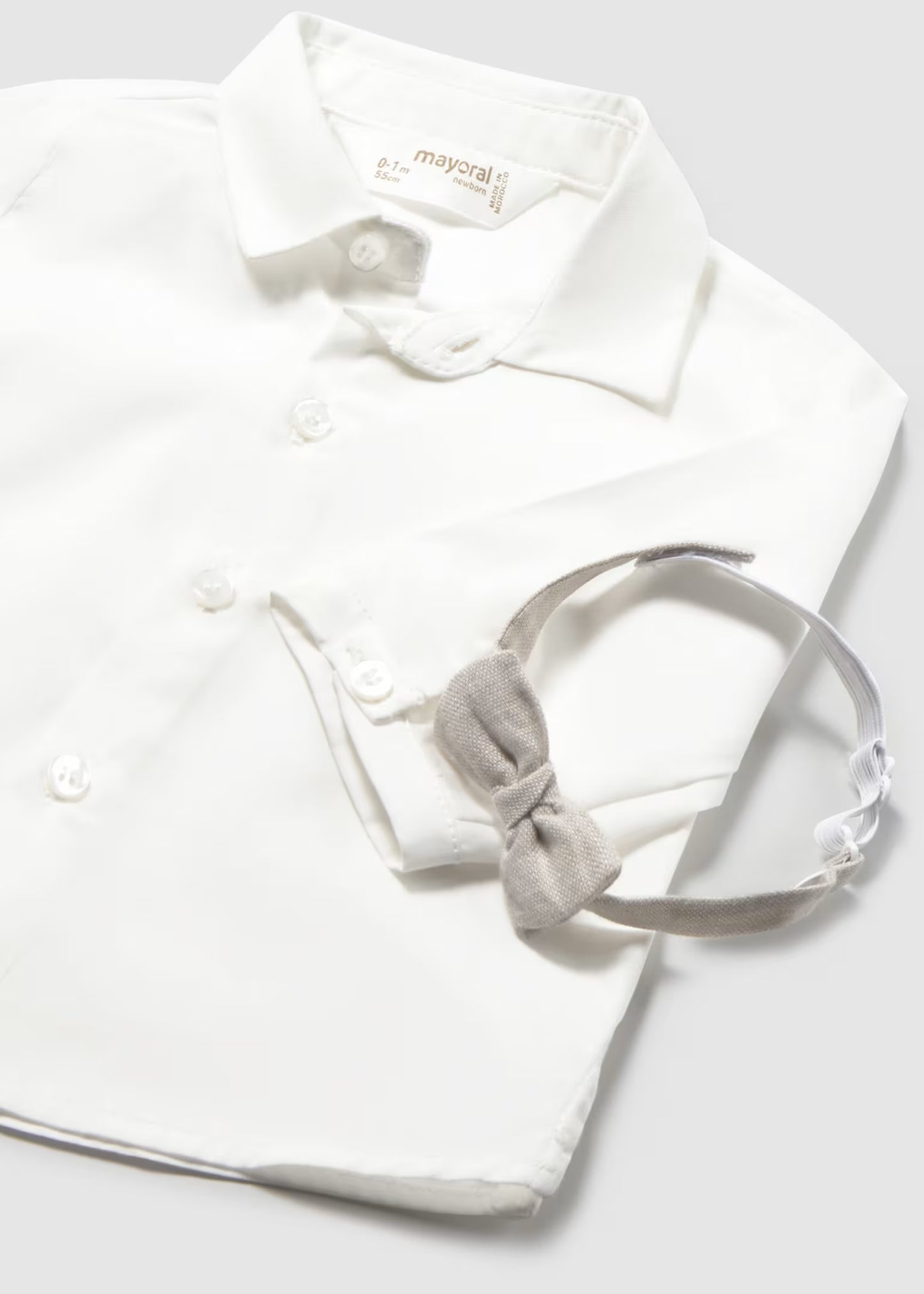 Mayoral Newborn Boy White Long Sleeve Shirt & Bow Tie Set