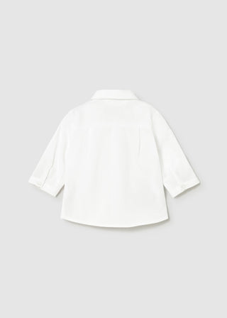 Mayoral Newborn Boy White Long Sleeve Shirt & Bow Tie Set