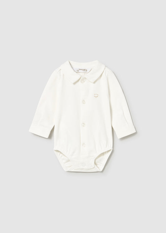 Mayoral Newborn Collared Bodysuit – Ecru