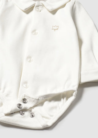 Mayoral Newborn Collared Bodysuit – Ecru