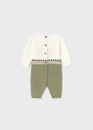 Newborn Baby Boy Basil Heather Knit Lion One-Piece