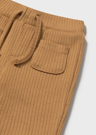 Mayoral Newborn Ribbed Cotton Pants in Amber & Arctic