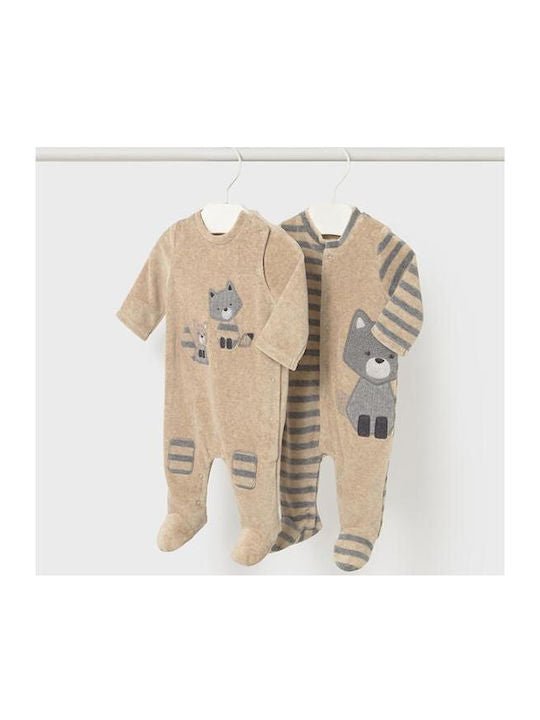 Newborn Boy Velour One Piece – Cereal Heather - Sunny Meadow Boutique