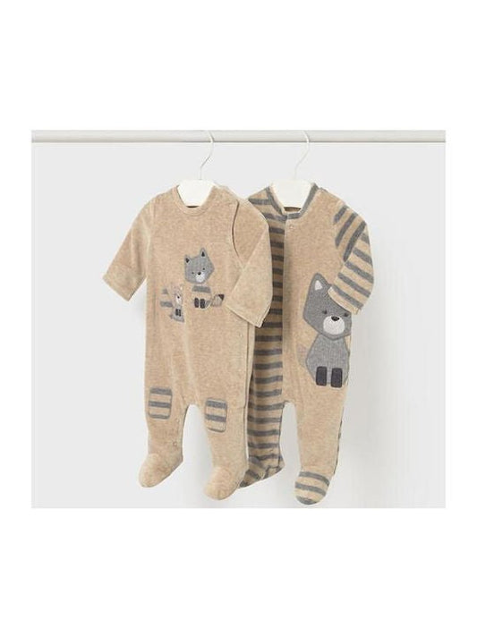 Newborn Boy Velour One Piece – Cereal Heather - Sunny Meadow Boutique