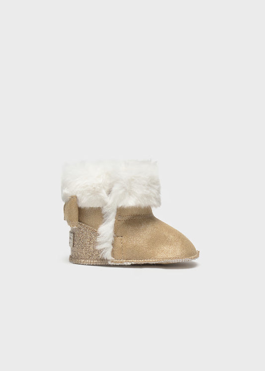 Mayoral Almond Faux Fur Lined Baby Boots