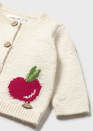 Mayoral Newborn Girl Knit Apple Cardigan – Ceramic White
