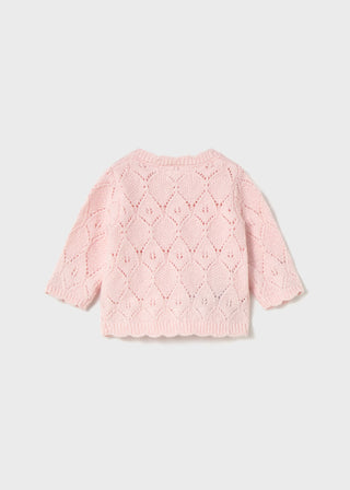 Mayoral Pointelle Knit Baby Cardigan in Quartz & Sky Blue