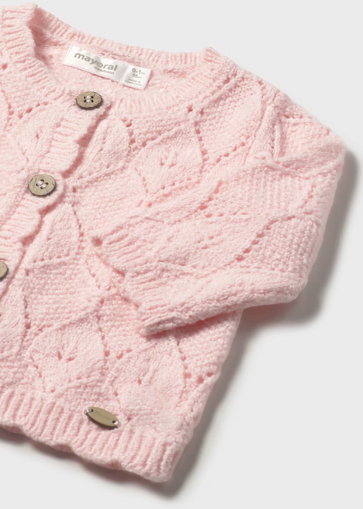 Mayoral Pointelle Knit Baby Cardigan in Quartz & Sky Blue